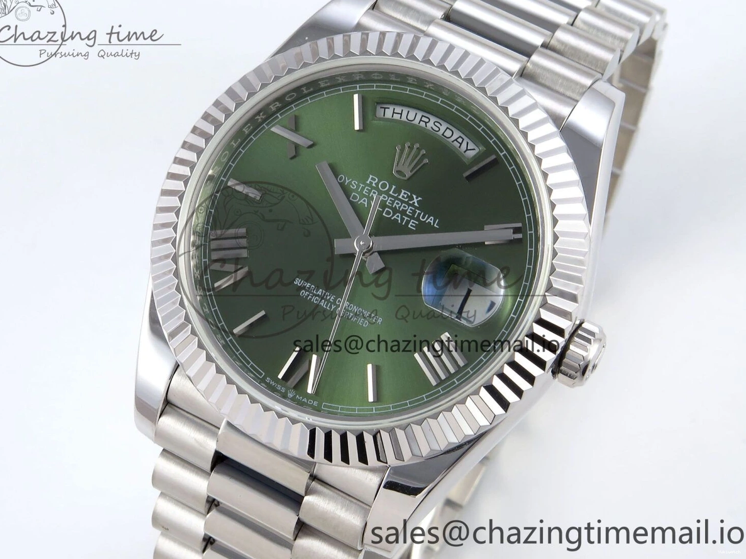 Weight) Roman 1:1 KF 40 Edition Best 228239 (Gain on SS Dial Green Bracelet VR3255 Day President Date 0308